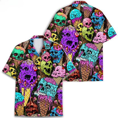 2025 Cold Ice Cream Hawaii Shirt Unisex 3D Printed Funny Popsicle Aloha Shirts Summer Short Sleeve Beach Lapel Blouse Tops