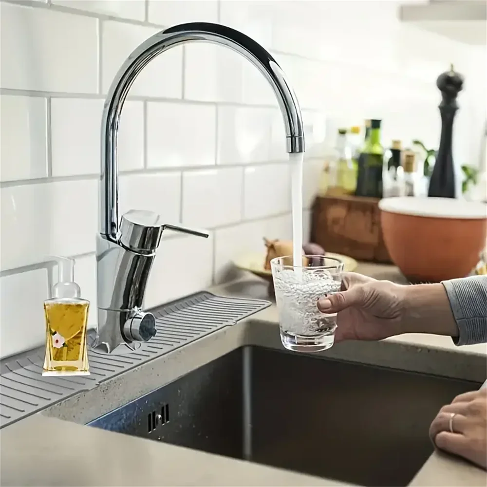 Silicone Tap Mat,Sink Splash Guard,Kitchen Tap Silicone Drain Mat, Silicone Tap Handle Drip Catcher Tray, Tap Mat for Kitchen