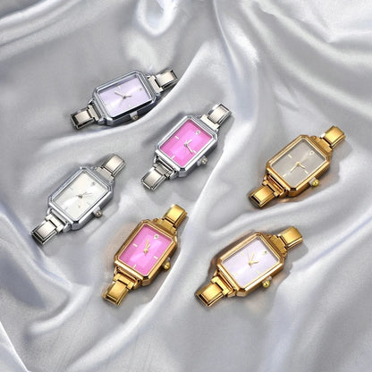Fashion Colorful Dial Square Stainless Steel Women Watch Head Fit 9mm Bracelet For Party Friend Wife Birthday Jewelry Gifts