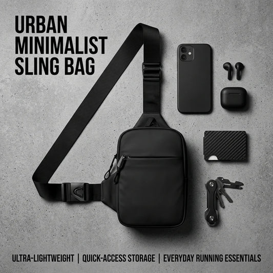 Minimalist Men Mini Sling Bag Tactical Techwear Crossbody Chest Pack Waterproof Matte Black Sport Shoulder Purse with Quick Release Buckle