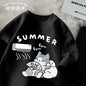 M-8XL Summer Men Oversize T-shirt Korean Casual Loose Style Kitten Blowing Fan Print T-shirt Suitable for Both Men Women