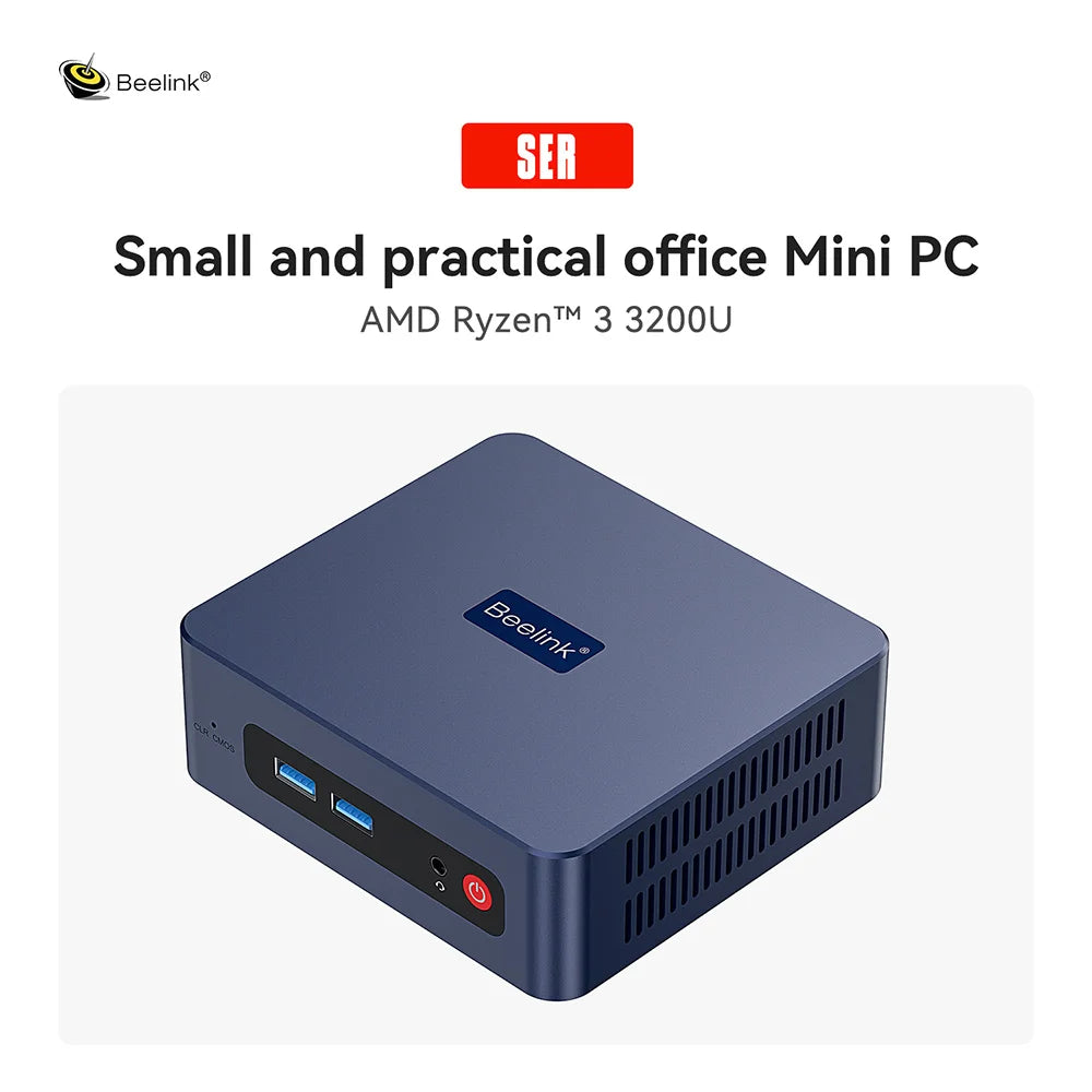 Beelink SER5 Max AMD Ryzen7 7735HS SER3 R3 3200U R5 5500U 5625U DDR4 16G RAM 500G Mini PC Support WiFi6 Type-C Desktop Computer