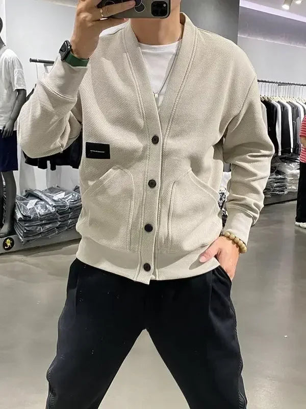 Men's Clothing Icon V Neck Cardigan Knit Sweater Male with Pockets Jumpers Tops Best Selling Products 2025 New in Knitwears A X