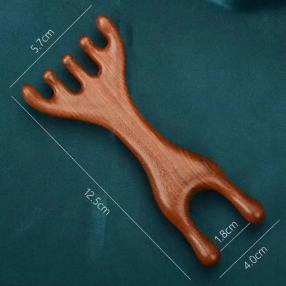 1Pc/2Pcs Double Headed Body Meridian Massage Comb Deer Antlers Sandalwood Wood Therapy Massage Comb Anti-static Tool