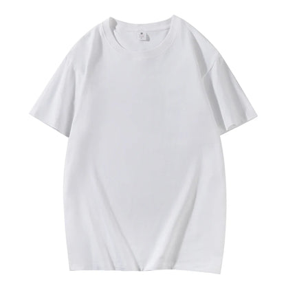 Cotton Short Sleeved T-shirt Summer Round Neck Loose and Base Shirt for Men Women Basic Tee