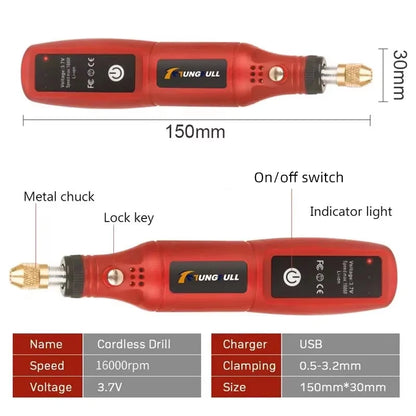 USB Rechargeable Cordless Engraving Pen Wireless Rotary Tool Portable Handheld Precision Engraver for Jewelry Glass DIY Craft
