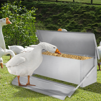 10kg Pedal‑Operated Automatic Chicken Feeder Galvanized Steel Rain‑Resistant Poultry Feeder Prevent Rodents Wild Birds Stealing Feed For Backyard Farm
