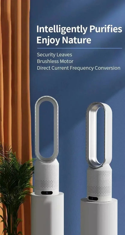 Cooling & Heating Bladeless Fan  Timer Remote Control 8 Wind Speed Home Silent Air Conditioner Heater LED Display