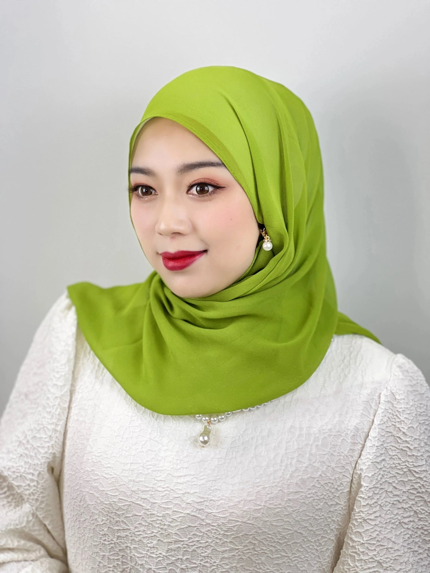 Muslim Hijab Arab Turkish Hijab with Zipper Chiffon Scarf Women's Fashion Plain Hijab Wrap Solid Color Shawl Headscaf 71x180cm