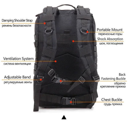 45L Man Tactical Backpacks Traveling Bags Outdoor 3P School Pack EDC Molle Pack For Trekking Hunting Bag camping equipment