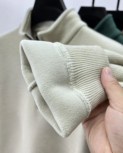 Men's Knitwear Solid Color Chunky Half Zipper Thickening Sweater Warm Sweater Fashion Luxury Men's Clothing Turtleneck Sweater