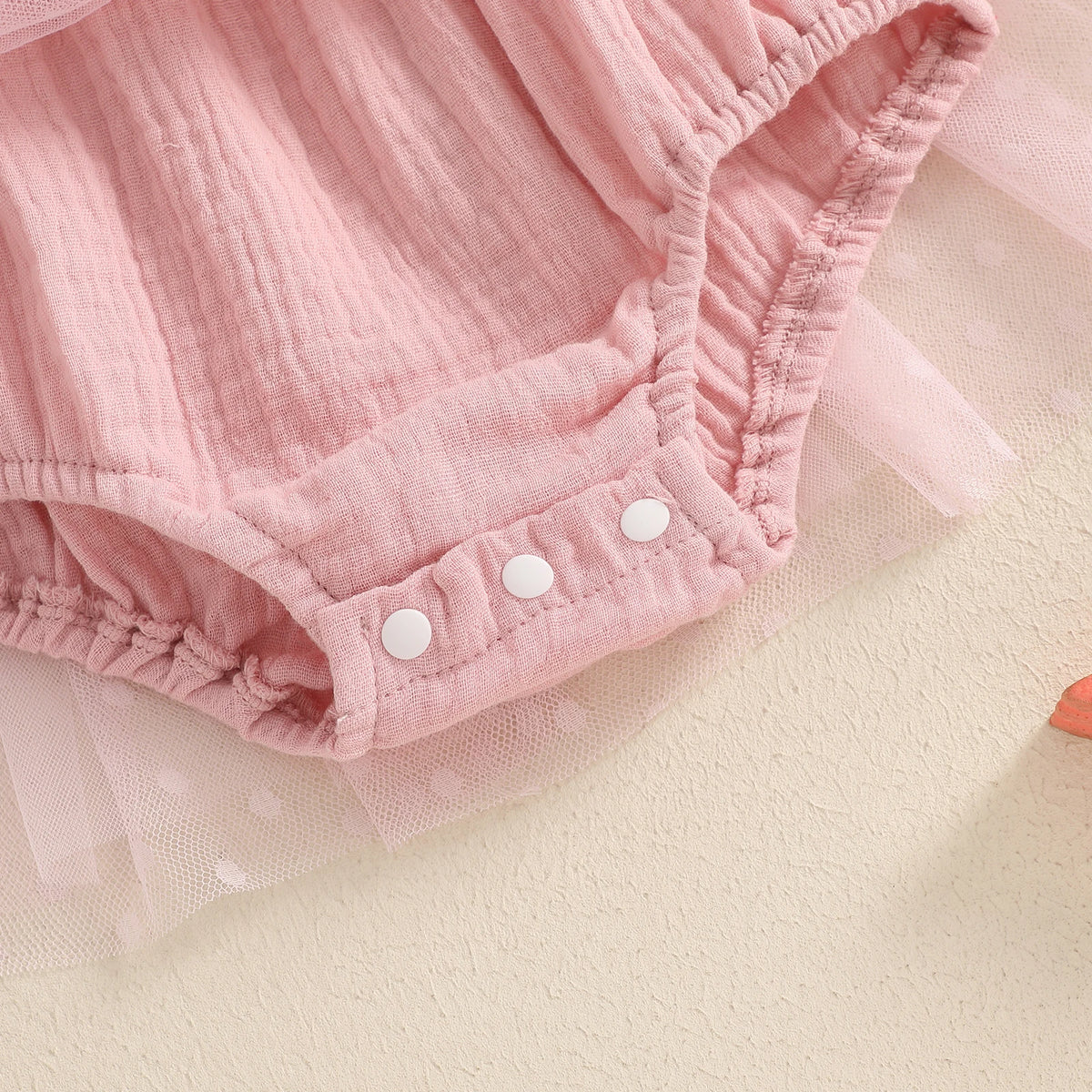 MISOWMNJOY Summer Mesh Tulle Baby Girl Romper Dress Infant Birthday Outfits Sleeveless Tie Strap Smocked Bodysuit with Headband