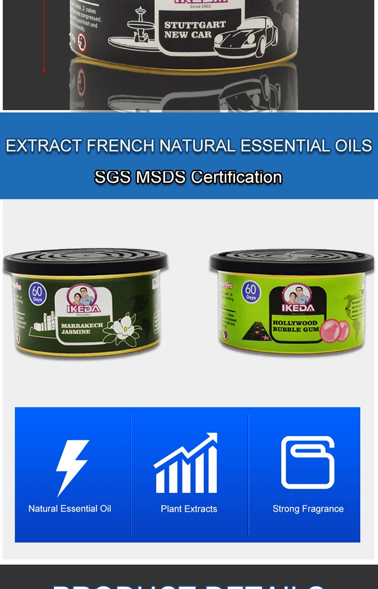Car Air Freshener: 12 Kinds Scent | Organic Cans | Odor Eliminator Essential | Long-Lasting | Strong Fragrance | For Home