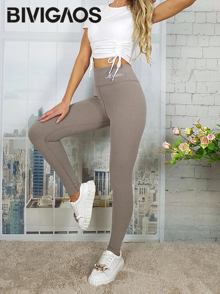 BIVIGAOS Women's Autumn Winter High Waist DE Velvet Leggings Thick Spontaneous Hot Warm Leggings Slim Elastic Leggings