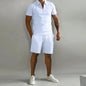 Cross border Amazon Men's Set 2025 Autumn New Men's Polo Casual Loose Short sleeved Shorts Sports Set
