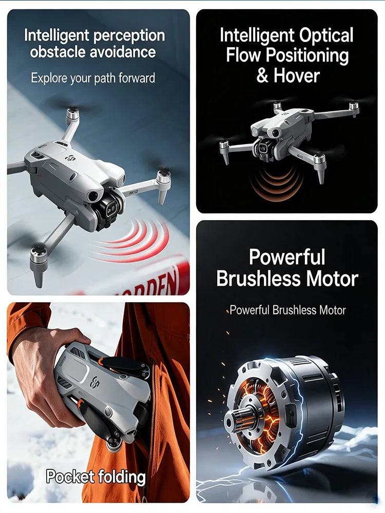 GT50 RC Drone Professional 4K HD Dual Cameras UAV Intelligent Obstacle Avoidance Dron Optical Flow Hovering Quadcopter Kid Gifts