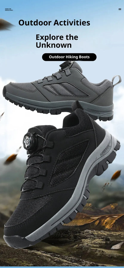 Men'S Spring And Autumn Outdoor Sports Shoes With Rotating Buckle Convenient Comfortable Anti Slip Hiking Shoes Large Size 39-48