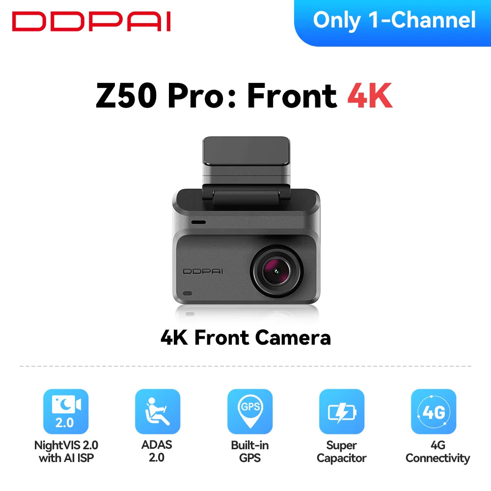 DDPAI Dash Cam Z50 Pro 4K HDR + 1080P Car DVR Night Vision Wi-Fi 6 GPS ADAS 24h Parking Monitor Front and Rear Camera Dashcam