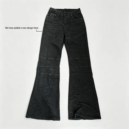 Y2K Washed Jeans Gothic Vintage Micro Flared Middle Waisted Zipper Pants Women Men Streetwear High Quality Design Sense Trousers