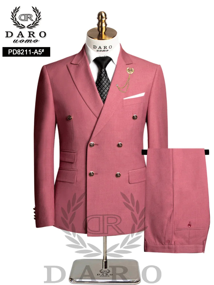 DAROuomo 2026 Men's Slim Fit Formal Business Suit 2Pcs Set - DR8211 (Jacket + Pants) for Work Wear