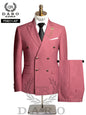 DAROuomo 2026 Men's Slim Fit Formal Business Suit 2Pcs Set - DR8211 (Jacket + Pants) for Work Wear