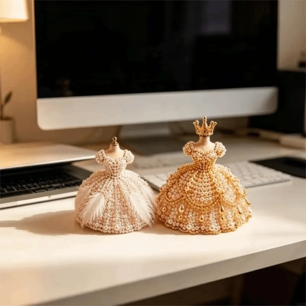 3D Design Beaded Dress Kit Cute Design Tiny Beads Bead Craft Kit Creative Craft Dress Shape Bead Weaving Kit Gift Giving