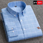 Casual cotton men's shirt slim fit horse logo bottom inch shirt Oxford spinning long sleeved striped shirt