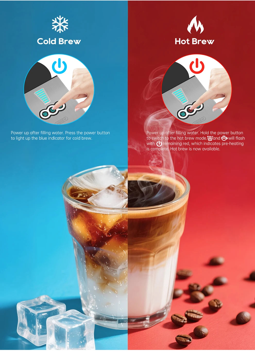 HiBREW Coffee Machine 4in1 Multiple Capsule Espresso Dolce Milk Nes ESE Pod Powder Coffee Maker Stainless Metal H3D