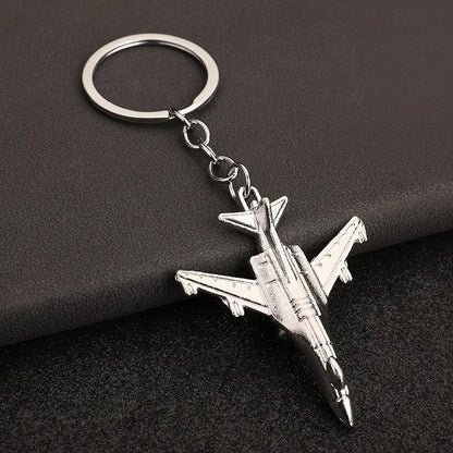 Air Plane Model Fighter Keychains Metal Cool Airplane Keyring Pendant Car Motorcycle Bag Key Chain Ring for Men Creative Gift