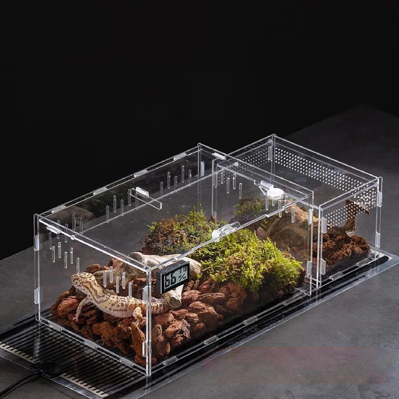 Acrylic Transparent Reptile Terrarium Breeding Box Turtle Cage Nano Arboreal Tarantula Enclosure Dearded Dragon Reptiles Habitat