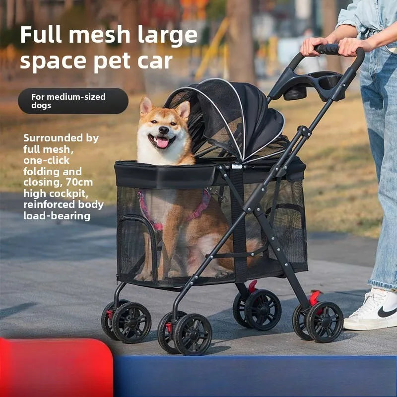 Medium and Large Dog Multi-functional Pet Cart Outdoor Travel Large Walking Dog Cart Portable and Foldable