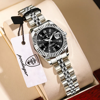 POEDAGAR Elegant Women's Watch Waterproof Luminous Date Fashion Ladies Wristwatch Stainless Steel Quartz Watches For Women Reloj