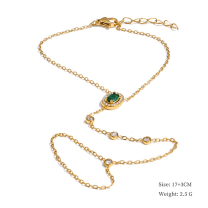 Yhpup Trendy Stainless Steel Zircon Beads Back of Hand Chain Finger Bracelet Fashion Chic Sexy Jewelry Waterproof Wholesale Gift