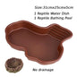 Reptile Bathing Pool Amphibians Accessories Large with Ramp Reptile Water Bowl for Tortoise Turtle Hamster Scorpion Leopard