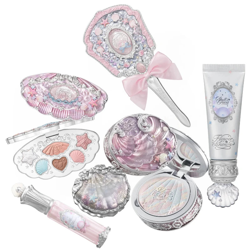 Flower Know Shells Jewel Makeup Set for Women - Eyeshadow Blush Lip Glaze Full Kit - Gift Set