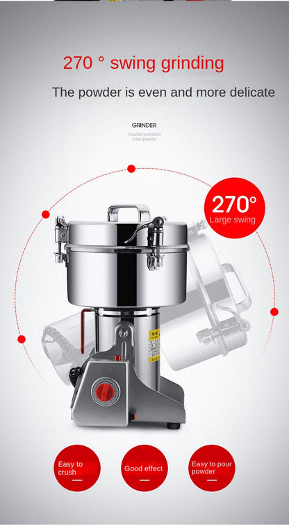 Electric Grain Mill Grinder Stainless Steel Pulverizer Powder Machine for Dry Herbs Grains Spices Cereals Coffee Corn 800G