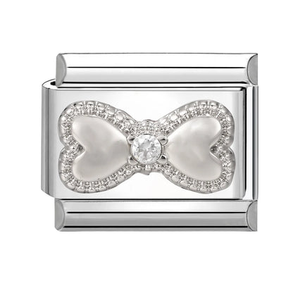 Zircon Pearl Heart Bow Candy Flower Butterfly Italian Charm Links Fit 9mm Stainless Steel Bracelet Personalized DIY Making Gifts