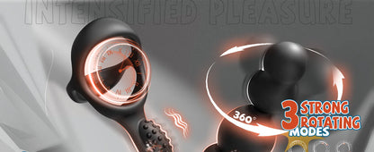 Anal Vibrator 360 Rotate Anal Beads Male Prostate Massager with Cock Ring Wireless Control Vibrating Butt Plug Sex Toys for Men