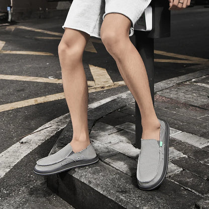 2025 New Spring Handmade Canvas Casual Men Shoes Design Fashion Sneakers Man Loafers Breathable Low Top Flat Shoes Soft Driving