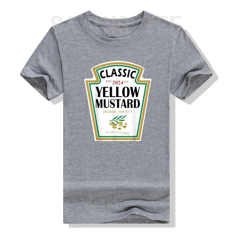 Red Ketchup Yellow Mustard DIY Costume Matching Couples Groups Halloween T-Shirt Gifts Lazy Easy Condiments Costumes Couple Tops