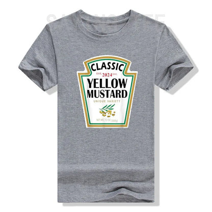 Red Ketchup Yellow Mustard DIY Costume Matching Couples Groups Halloween T-Shirt Gifts Lazy Easy Condiments Costumes Couple Tops