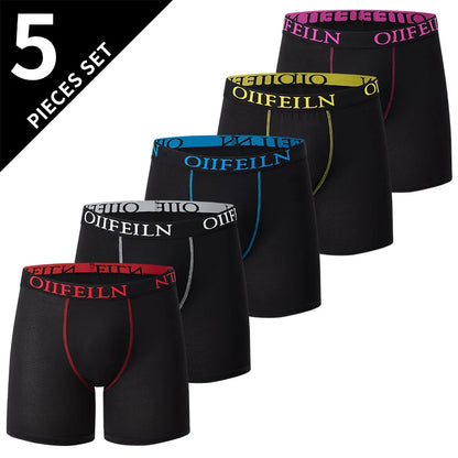 5/10 Pack Multi-size Teenagers To Adults Men's Boyshort Leisure Sports Joker Elastic Waist Long Men's Underwear Can Be Parent-ch