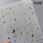 1 piece  5D silver nail stickers metal mini star nail art stickers high quality exquisite decals self-adhesive nail art stickers