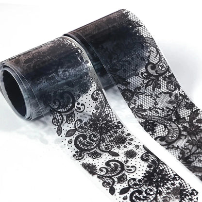 10 Rolls/Box White Black Lace Nail Art Foils Set Nail Transfer Sticker Paper DIY Manicure Nail Decoration Accessories