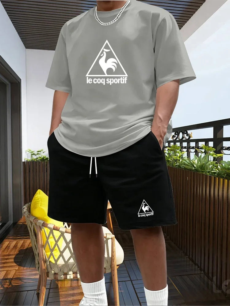 Men's Two-piece Sportswear Short Sleeved T-shirt and Pants Set Running and Fitness Sportswear 2026 Summer Big Discount