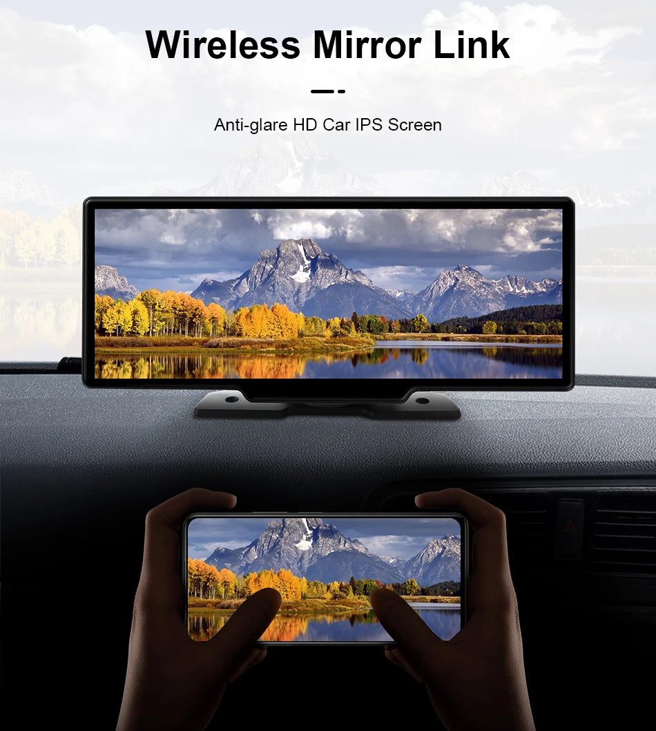 7/10.26" Wireless Carplay Screen for Car,5G Wifi Dash Cam 4K Car DVR,Android Auto Dual Lens GPS Navigation Video Recorder,FM AUX