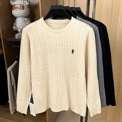 Designer Brand Pony Embroidery Fashion Sweater Men's Classic Paul Fashion Jacquard Autumn/Winter Round Neck Warm Knitted Pullove
