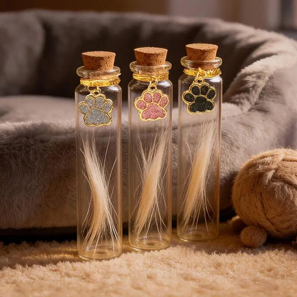 Pet Fur Memorial Glass Bottle Cat Whiskers Storage Bottle With Cork Stopper Perfect For Storing Dog Cat Hair As Souvenir