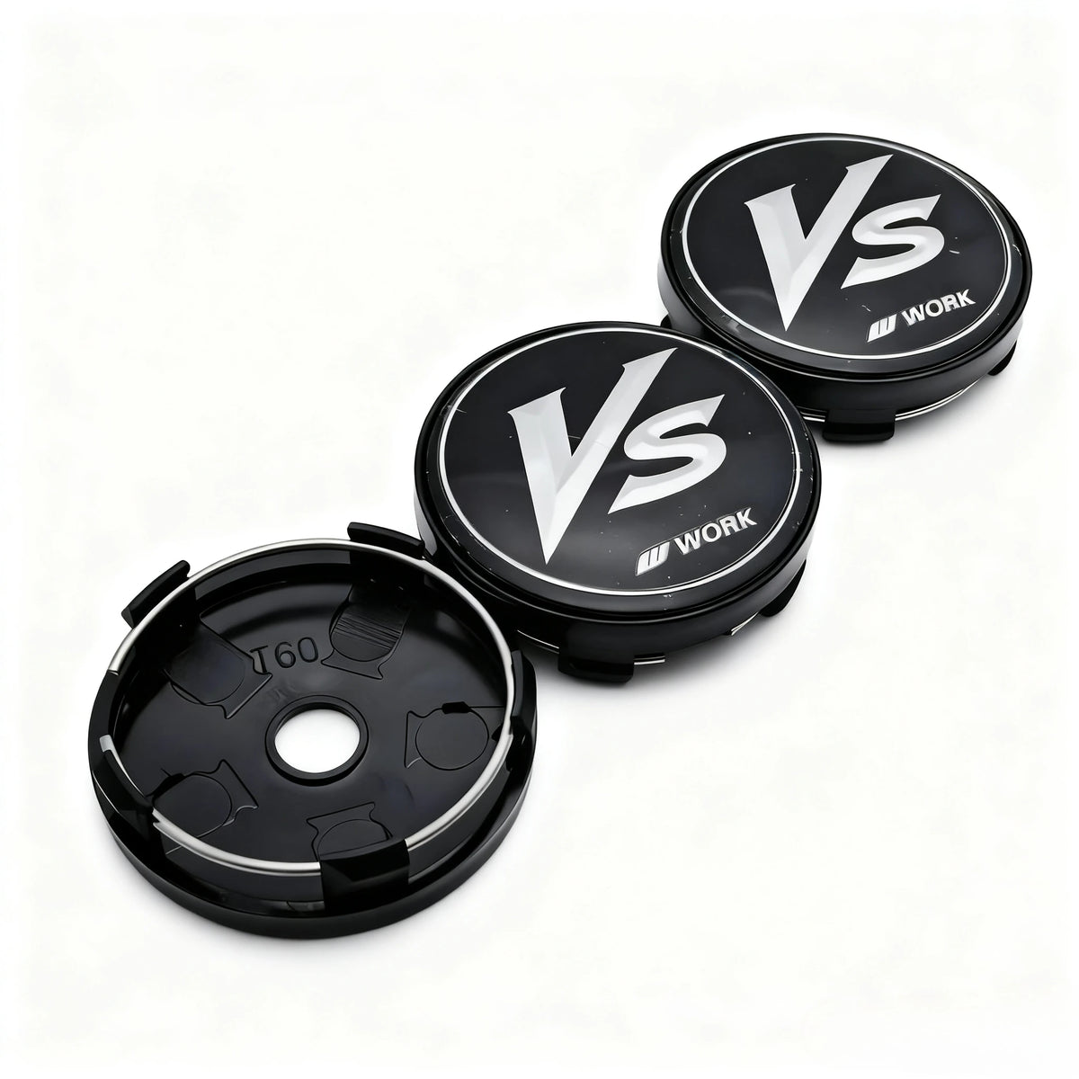 4pcs JDM VS W Work Logo Emblem Badge Car Wheel Center Caps 60MM Clips 56MM Rim Hubcaps Dust Cover Wheels Hub Cap Car Accessories