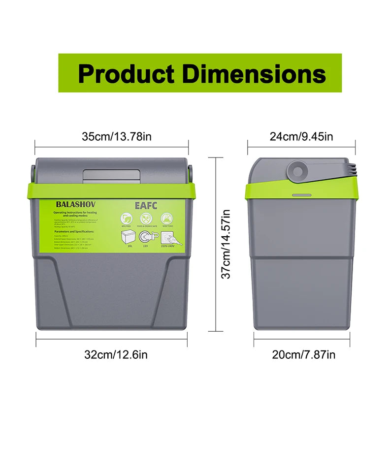 20L Portable Refrigerator Car Home Dual Use Mini Cooler Warmer Fridge for Outdoor Travel Camping Picnic Vehicle Truck Office